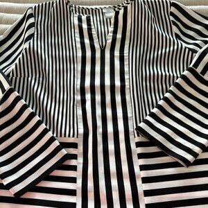 Chico Black and White Stripe Tunic Blouse Size 2
